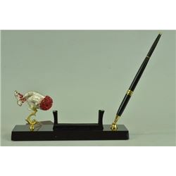 Gold Plexiglases Fish with Ruby Pen Holder