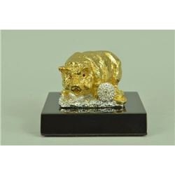 Gold Plexiglases Pig Money Lucky Figurine