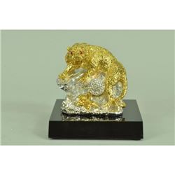 Gold Plexiglases Royal Bengal Tiger Genuine Statue