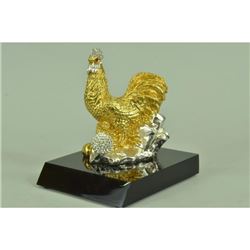 Gold Plexiglases Zodiac Sign Farm Rooster Figure