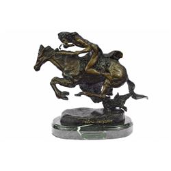 Native American Indian Riding Horse Bronze Sculpture