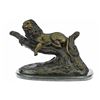 Image 4 : Lion Resting Bronze Sculpture on Marble Base Figurine