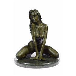 Nude Female Bronze Sculpture on Marble Base Statue