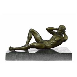 Nude Gay Bronze Sculpture on Marble Base Statue Art