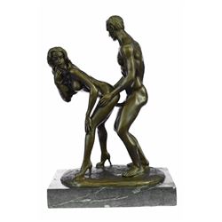 Couple Making Love Bronze Sculpture on Marble Base Statue