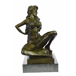 Erotic Woman With Bra and Garter belt Bronze Sculpture