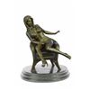 Image 1 : Erotic Nude Sexy Girl Explicit Chair Pose Bronze Statue