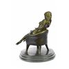Image 6 : Erotic Nude Sexy Girl Explicit Chair Pose Bronze Statue