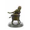 Image 7 : Erotic Nude Sexy Girl Explicit Chair Pose Bronze Statue