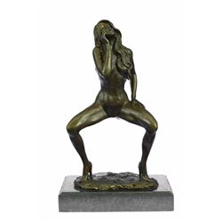Nude Female Bronze Sculpture on Marble Base Statue