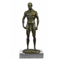 Nude Gay Man Bronze Sculpture on Marble Base Figurine