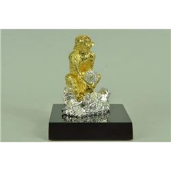 Gold Plexiglases Thinking Monkey Sculpture