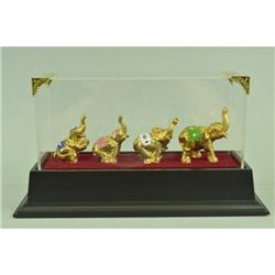 Gold Plexiglases Elephant Chain Sculpture