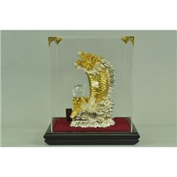 Gold Plexiglases Cobra Chinese Dragon Sculpture