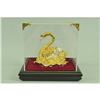 Image 1 : Gold Plexiglases Swan with Rubies Sculpture