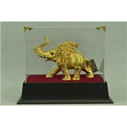 Gold Plexiglases African Elephant Sculpture