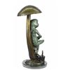 Image 9 : Adorable Frog Fishing Bronze Sculpture