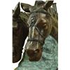 Image 2 : Two Horses Head Bust Bronze Sculpture on Marble Base Figurine