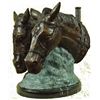 Image 4 : Two Horses Head Bust Bronze Sculpture on Marble Base Figurine