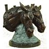 Image 7 : Two Horses Head Bust Bronze Sculpture on Marble Base Figurine