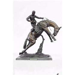 Bronco Twister, Hot Cast Bronze Cowboy on Horseback Sculpture Hot Cast Figure