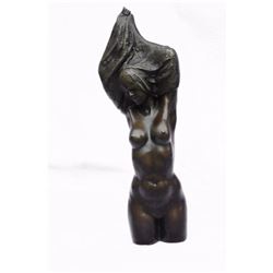 Rebellious Sultry Nude Girl Bronze Statue