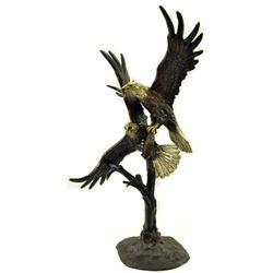 Unbelievable Large Dueling Eagles Captivating Bronze Sculpture