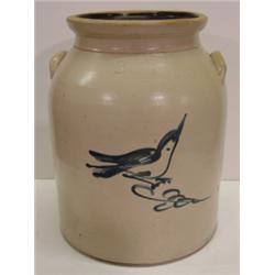 BLUE DEC. STONEWARE CROCK