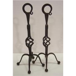 PR. OF 19TH CENT. WROUGHT IRON FIREPLACE TOOLS