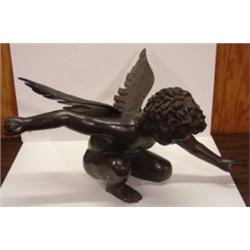 LARGE BRONZE CUPID STATUE