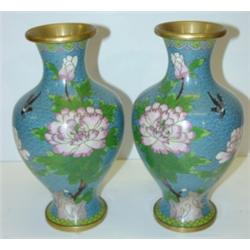 PR. OF CLOISONN+ MANTEL VASES