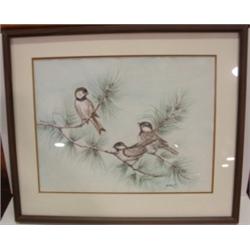 WATERCOLOR PAINTING OF SPARROWS