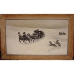 HICKS, WALTER PAINTING OF SLEIGH SCENE