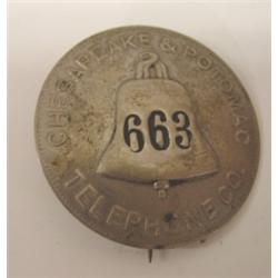 METAL TELEPHONE CO. PIN BACK BUTTON