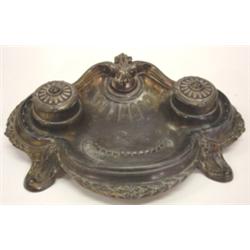 BRASS DOUBLE INKWELL SET