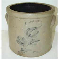 BLUE DEC. STONEWARE CROCK