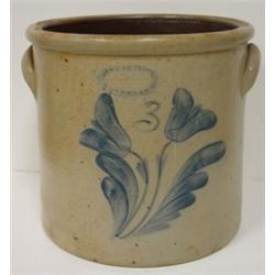 BLUE DEC. STONEWARE CROCK
