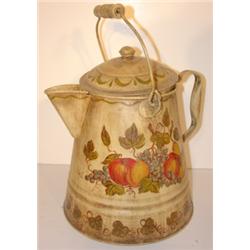 OVERPAINTED TOLEWARE KETTLE