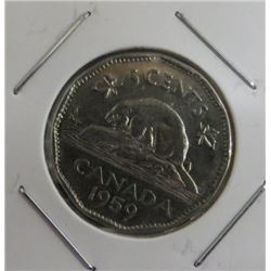 1959 Canadian 5 Cent Coin
