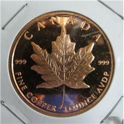 Canada Maple Leaf 1 Ounce .999 Fine Copper Coin