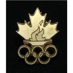 Olympic Flame Maple Leaf Collector Pin