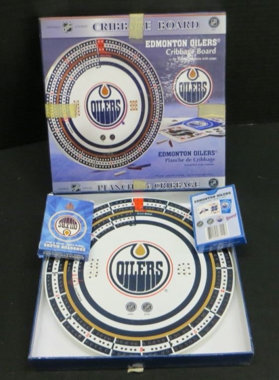 Edmonton oilers Wooden 10" Diam Cribbage Board