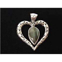 Labradorite Tear Drop In Heart Fancy Style Pendant