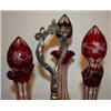 Image 5 : ORNATE 3 PC. BOHEMIAN GLASS DECANTER SET