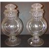 Image 1 : PR. OF BLOWN CLEAR GLASS COVERED JARS