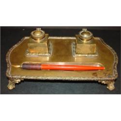 ORNATE 4 PC. BRASS DESK SET