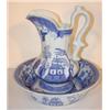 Image 1 : BLUE TRANSFERWARE WASHBOWL & PITCHER