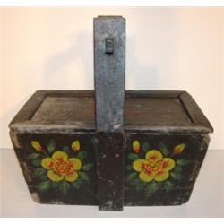 FOLK ART ORIGINAL PAINTED PIC-NIC BASKET