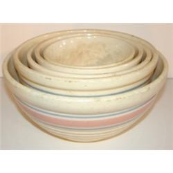 NEST OF 5 YELLOWARE MIXING BOWLS