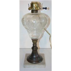 TABLE LAMP WITH ETCHED CLEAR GLASS BOWL